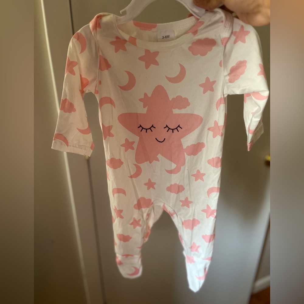 Pink Star Patterned Kids One Piece